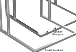 Akante Alicia Beistelltisch mit Glasplatte Edelstahl gebürstet Outlet