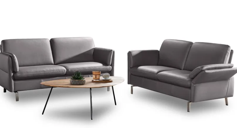 Leu Swiss Belen Ledersofa grau 2 Sitzer
