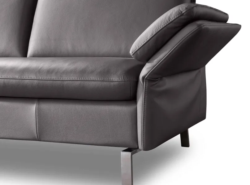 Leu Swiss Belen Ledersofa grau 2 Sitzer