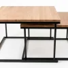 Riverbank Couchtisch Set quadratisch massiv eiche mit Metallgestell