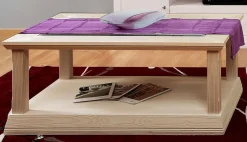 Effedue s.r.l. Couchtisch Vienna - Pinie massiv mit Glasplatte