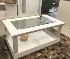 Effedue s.r.l. Couchtisch Vienna - Pinie massiv mit Glasplatte