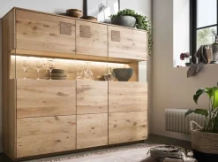 TPT Möbel Davos Highboard Massivholz wildeiche Discount