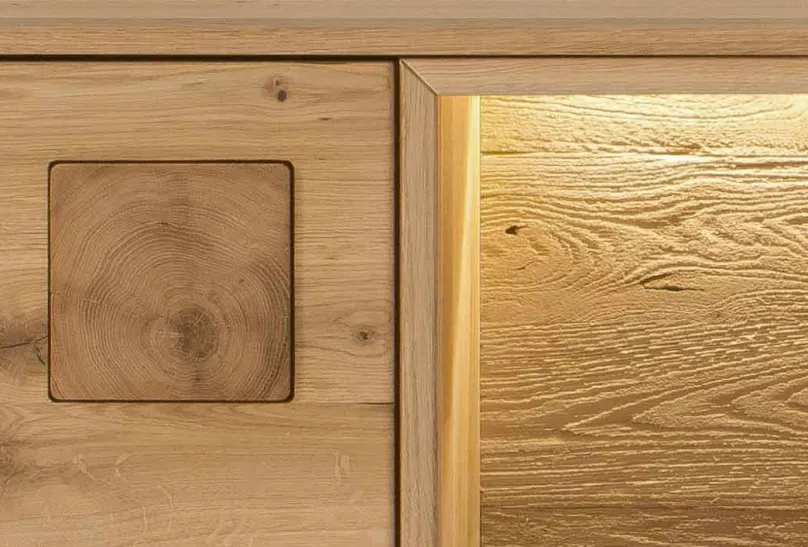 TPT Möbel Davos Vitrinenschrank wildeiche massiv Outlet