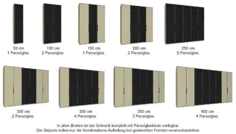 Wiemann Möbel Dubai Kleiderschrank mit durchsichtigen Glastüren Best