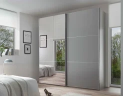 Staud Möbel GmbH & Co.KG Includo Kleiderschrank grau mit Spiegel Outlet