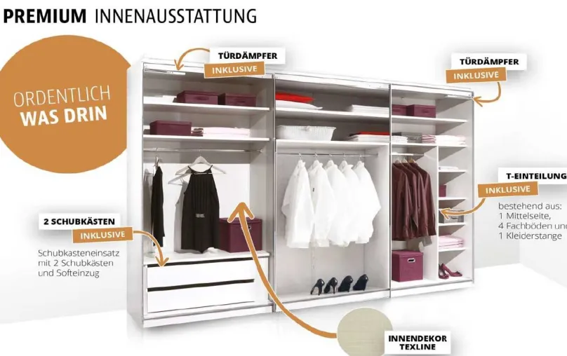 Staud Möbel GmbH & Co.KG Includo Kleiderschrank mit Spiegel Online