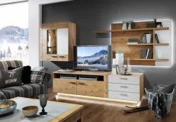Schröder Wohnmöbel Kitzalm Alpin Wohnwand eiche bianco Discount