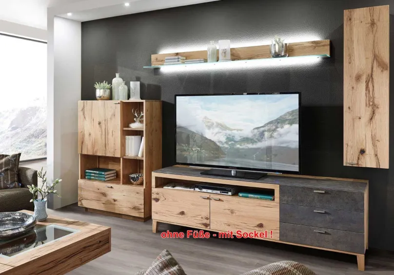 Schröder Wohnmöbel Kitzalm Wohnwand Holz modern Sale