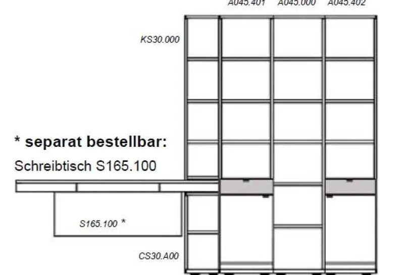 Stralsunder Möbelwerke Mira Schreibtisch-Bücherregal Online