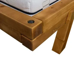 MKS Möbel Powerwood rustikales Balkenbett massiv Eicheoptik Outlet