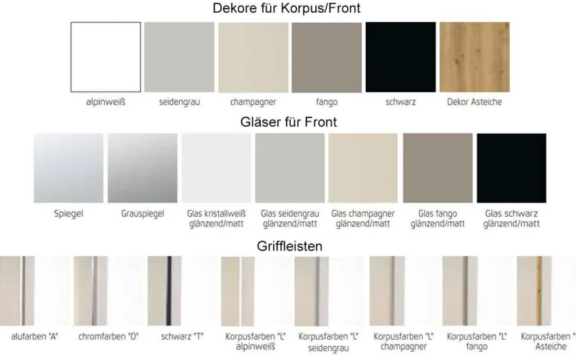 Rauch Scale Slide Line Schwebetürenschrank mit Spiegel