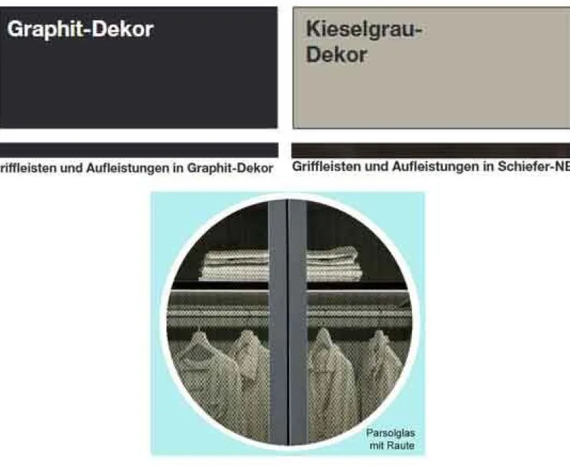 Wiemann Möbel Split Schwebetürenschrank grau New