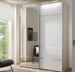 Staud Möbel GmbH & Co.KG Staud Schwebetürenschrank weiß mit Spiegel Sale