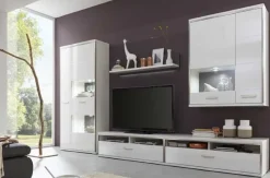 MCA Furniture Trento Wohnwand Hochglanz weiß Best