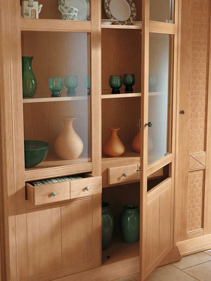 Effedue s.r.l. Vienna Landhaus Vitrinenschrank Pinie massiv in 4 Farben Clearance