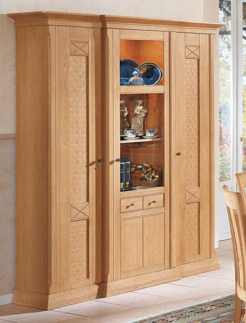 Effedue s.r.l. Vienna Landhaus Vitrinenschrank Pinie massiv in 4 Farben Clearance