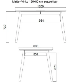 Standard Furniture Vinko Esstisch buche massiv 120x80