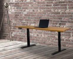 MKS Möbel Woodpower Schreibtisch höhenverstellbar mit massiver Tischplatte wildeiche Hot